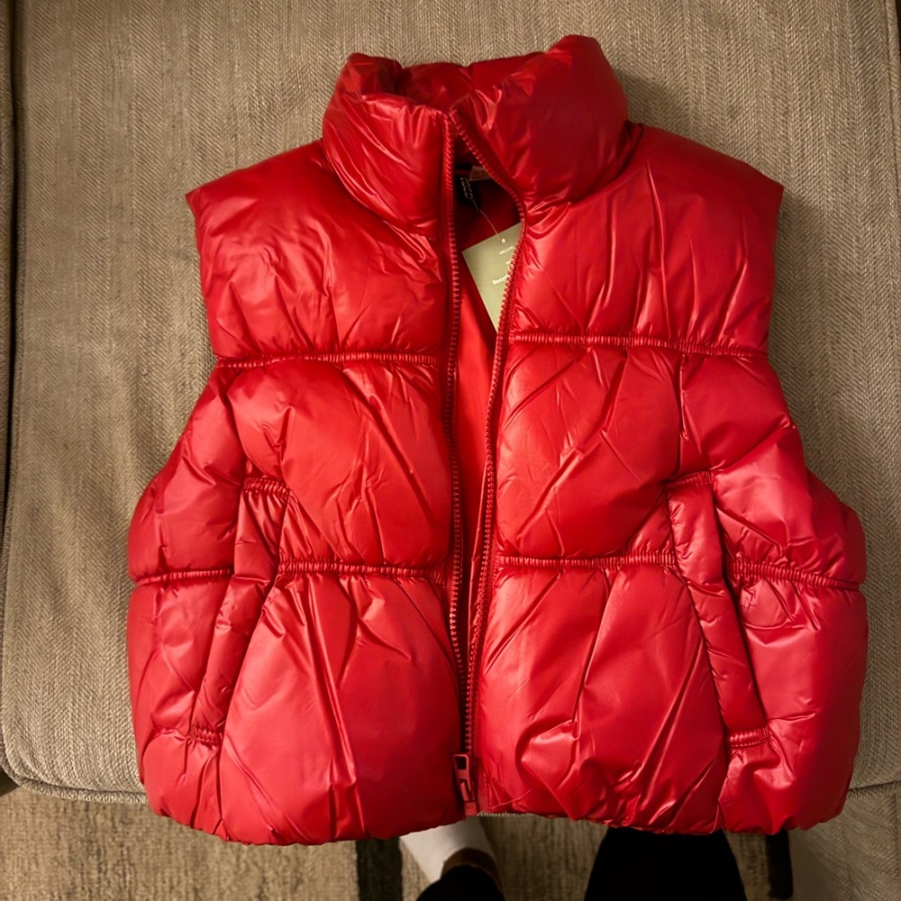 Red puffer vest